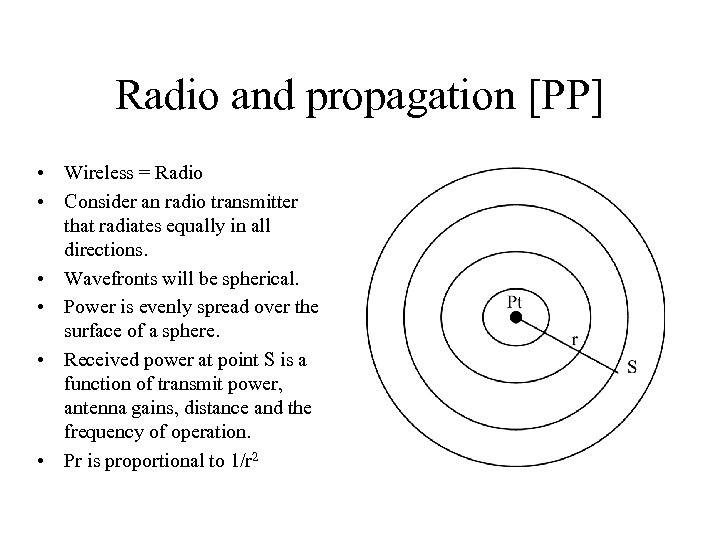 Radio and propagation [PP] • Wireless = Radio • Consider an radio transmitter that
