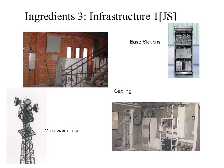 Ingredients 3: Infrastructure 1[JS] Base Stations Cabling Microwave links 