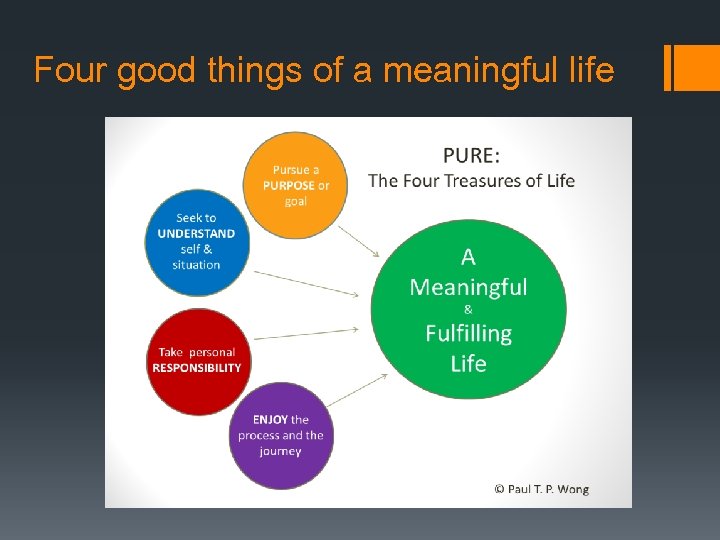 Four good things of a meaningful life 