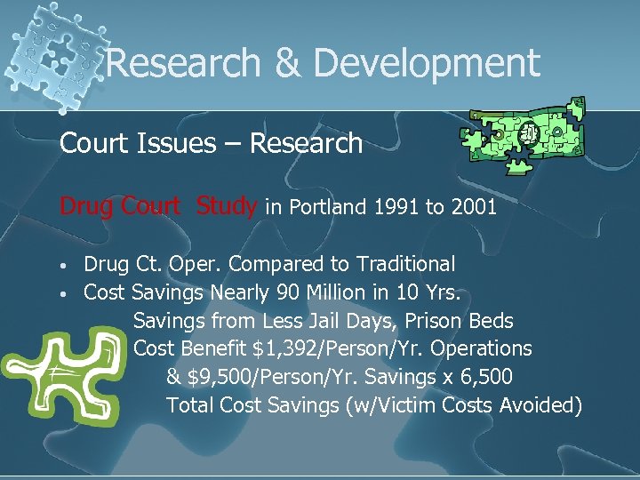 Research & Development Court Issues – Research Drug Court Study in Portland 1991 to