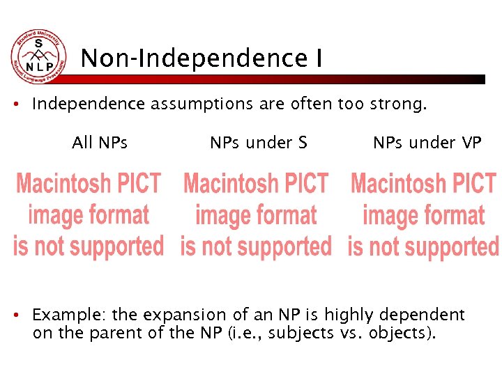 Non-Independence I • Independence assumptions are often too strong. All NPs under S NPs