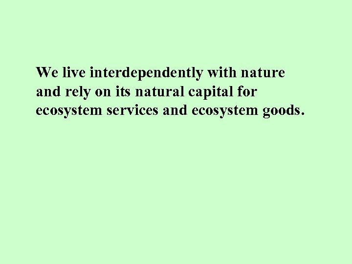 We live interdependently with nature and rely on its natural capital for ecosystem services