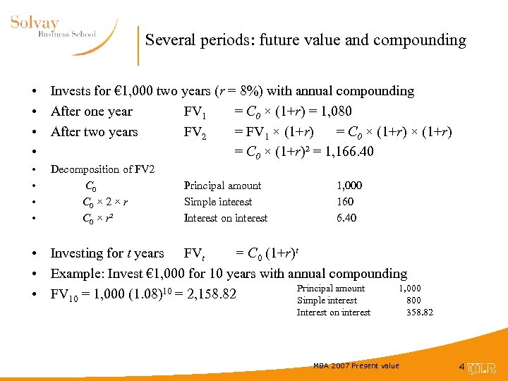 Several periods: future value and compounding • Invests for € 1, 000 two years