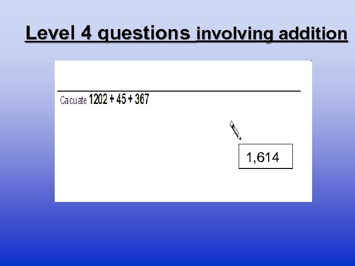 Level 4 questions involving addition 1, 614 