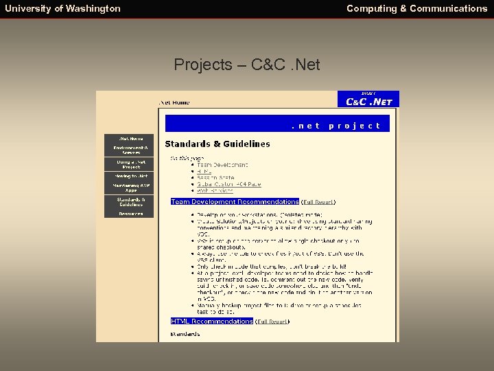 University of Washington Computing & Communications Projects – C&C. Net 