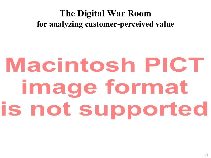 The Digital War Room for analyzing customer-perceived value 21 