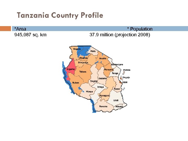 Tanzania Country Profile *Area 945, 087 sq. km * Population 37. 9 million (projection