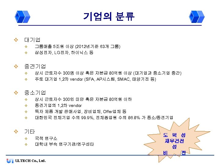 기업의 분류 v 대기업 v v v 중견기업 v v v 상시 근로자수 300명