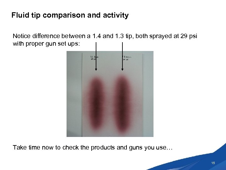 Fluid tip comparison and activity Notice difference between a 1. 4 and 1. 3