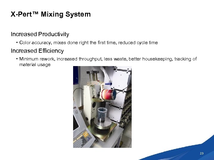 X-Pert™ Mixing System Increased Productivity • Color accuracy, mixes done right the first time,