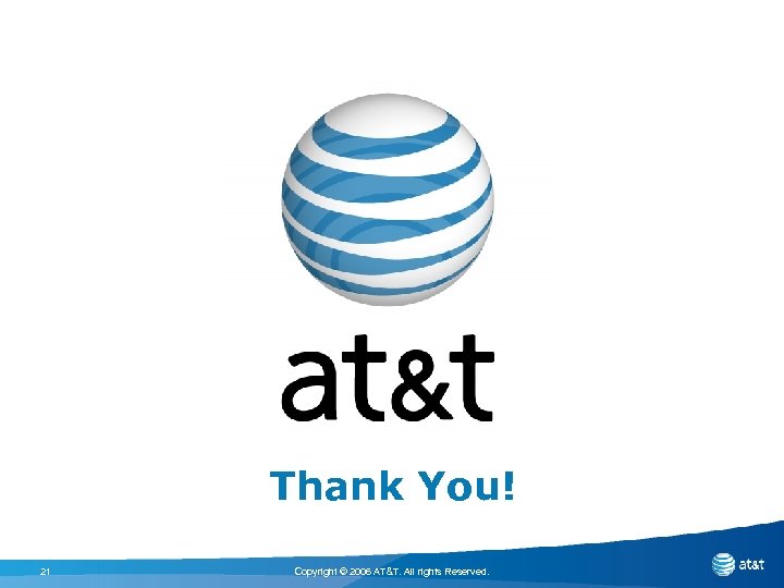 Thank You! 21 Copyright © 2006 AT&T. All rights Reserved. 