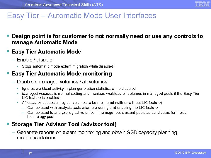 Americas Advanced Technical Skills (ATS) Easy Tier – Automatic Mode User Interfaces § Design