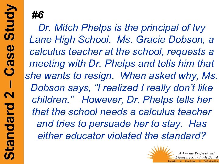 Standard 2 – Case Study #6 Dr. Mitch Phelps is the principal of Ivy