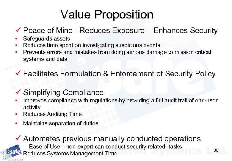 Value Proposition ü Peace of Mind - Reduces Exposure – Enhances Security • •