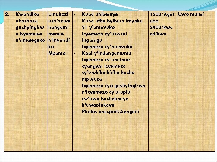 2. Kwandika abashaka gushyingirw a byemewe n’amategeko Umukozi ushinzwe Irangami merere n’Inyandi ko Mpamo