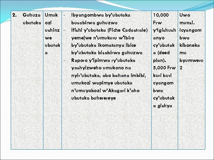 2. Guhuza Umuk ubutaka ozi ushinz we ubutak a - Ibyangombwa by’ubutaka busabirwa guhuzwa