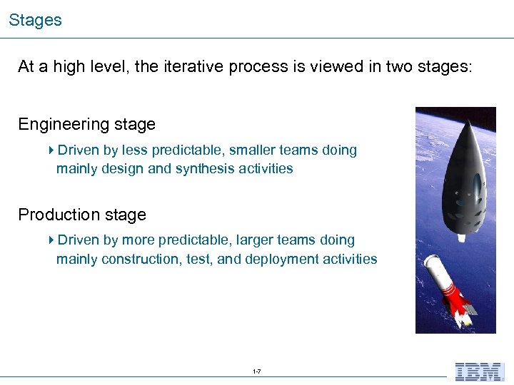 Stages At a high level, the iterative process is viewed in two stages: Engineering