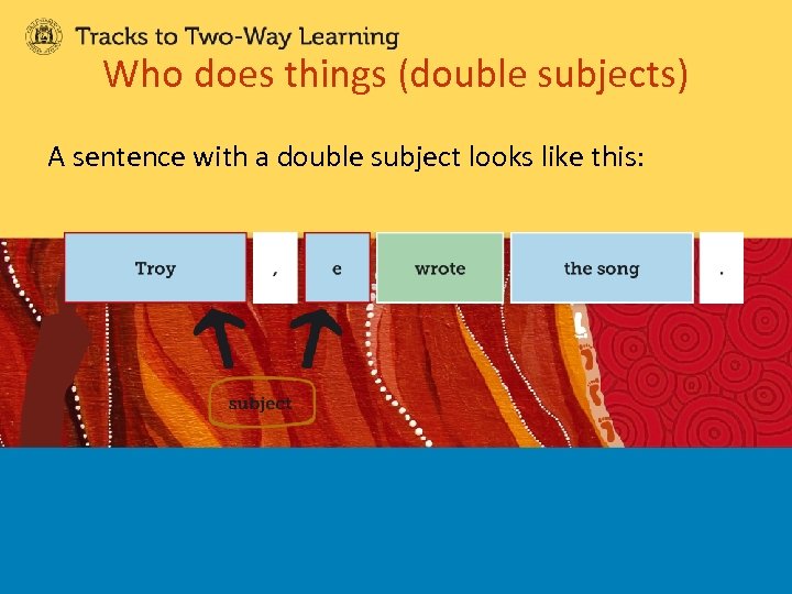 Who does things (double subjects) A sentence with a double subject looks like this: