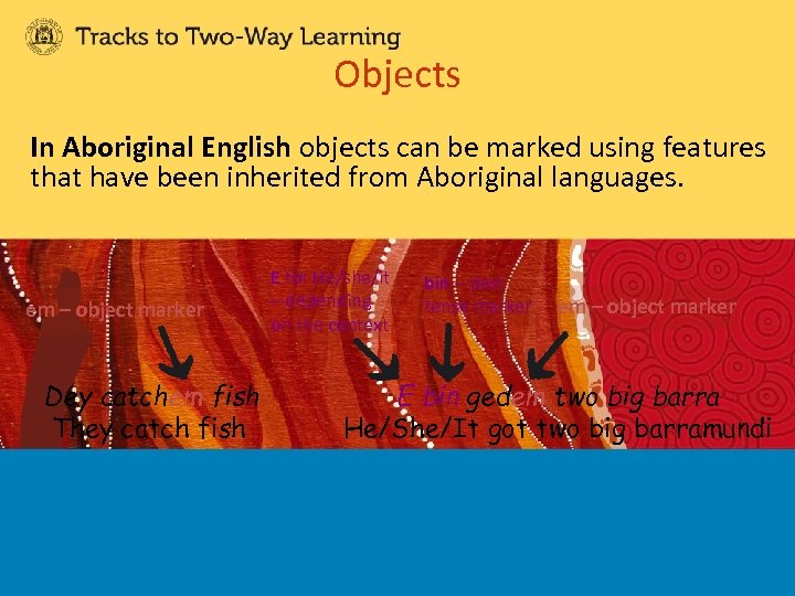 Objects In Aboriginal English objects can be marked using features that have been inherited
