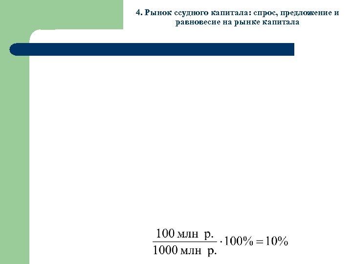4. Рынок ссудного капитала: спрос, предложение и равновесие на рынке капитала 