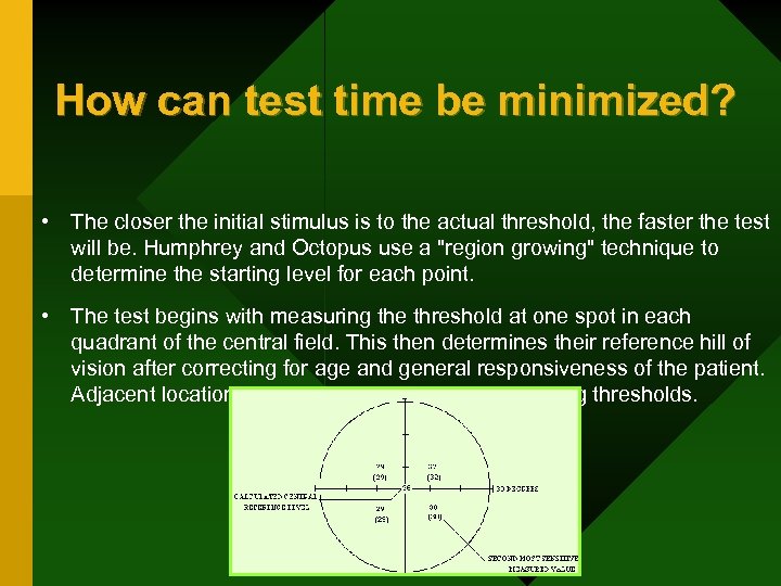 How can test time be minimized? • The closer the initial stimulus is to
