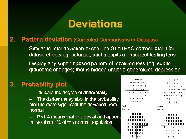Deviations 2. Pattern deviation (Corrected Comparisons in Octopus) – Similar to total deviation except