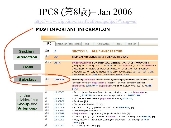 IPC 8 (第 8版)– Jan 2006 http: //www. wipo. int/classifications/ipc 8/? lang=en MOST IMPORTANT
