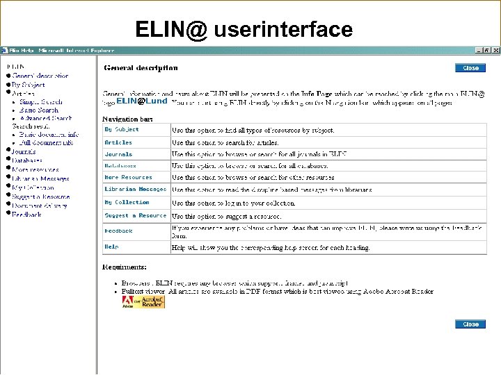 ELIN@ userinterface 