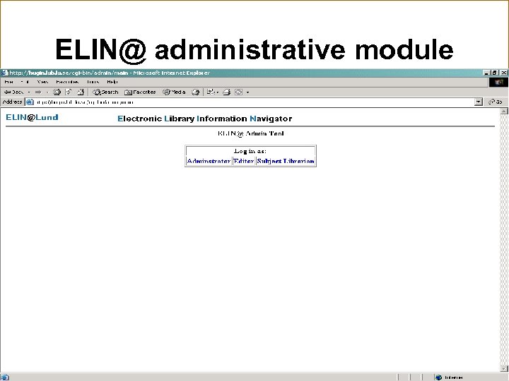 ELIN@ administrative module 