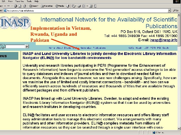 Implementation in Vietnam, Rwanda, Uganda and Pakistan 