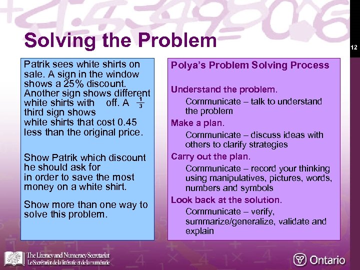 Solving the Problem Patrik sees white shirts on sale. A sign in the window