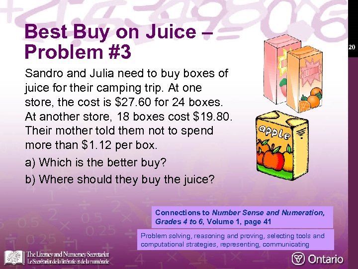 Best Buy on Juice – Problem #3 Sandro and Julia need to buy boxes