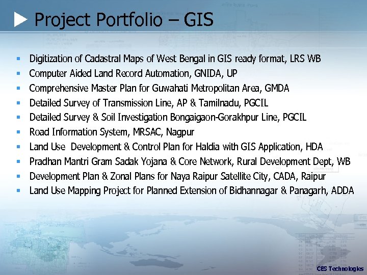  Project Portfolio – GIS § § § § § Digitization of Cadastral Maps