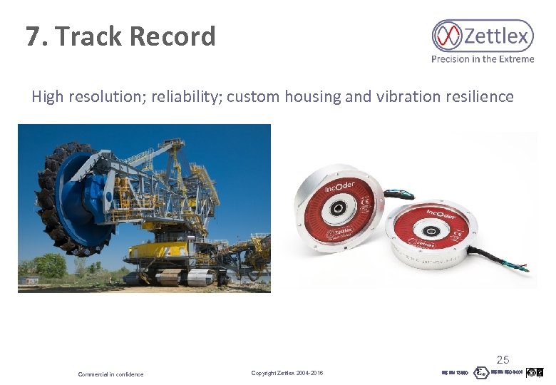 7. Track Record High resolution; reliability; custom housing and vibration resilience 25 Commercial in