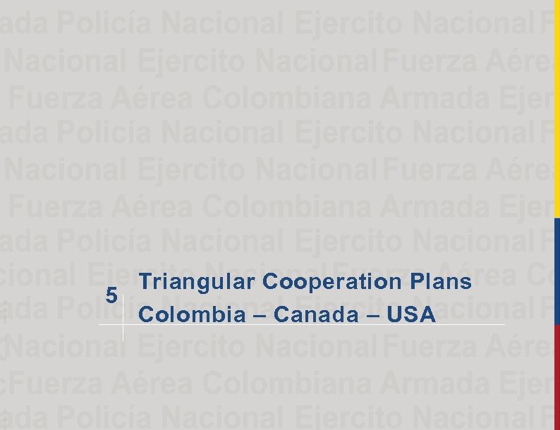 Triangular Cooperation Plans 5 Colombia – Canada – USA 