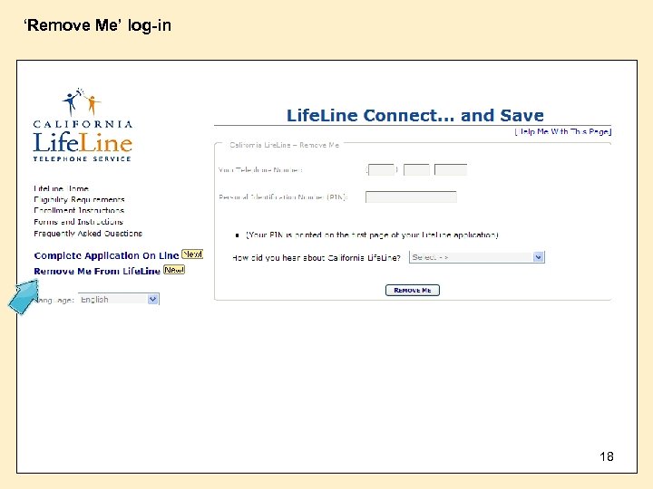 ‘Remove Me’ log-in 18 