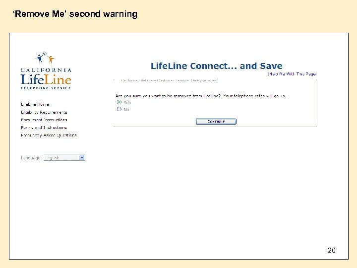 ‘Remove Me’ second warning 20 