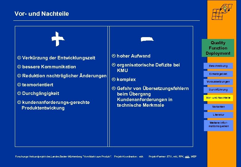 Vor- und Nachteile J Verkürzung der Entwicklungszeit L hoher Aufwand J bessere Kommunikation L