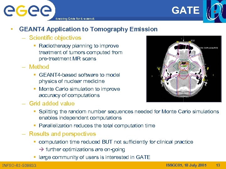 GATE Enabling Grids for E-scienc. E • GEANT 4 Application to Tomography Emission –