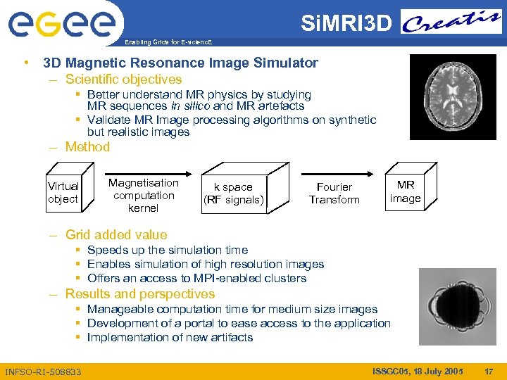 Si. MRI 3 D Enabling Grids for E-scienc. E • 3 D Magnetic Resonance