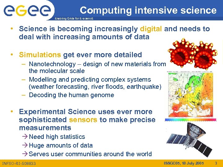 Computing intensive science Enabling Grids for E-scienc. E • Science is becoming increasingly digital