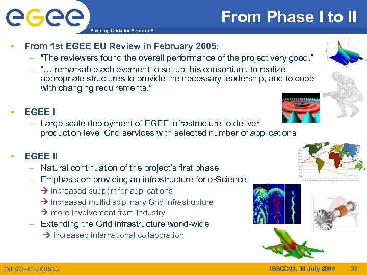 From Phase I to II Enabling Grids for E-scienc. E • From 1 st