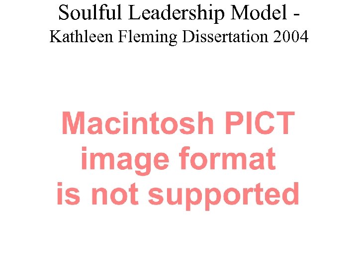 Soulful Leadership Model Kathleen Fleming Dissertation 2004 