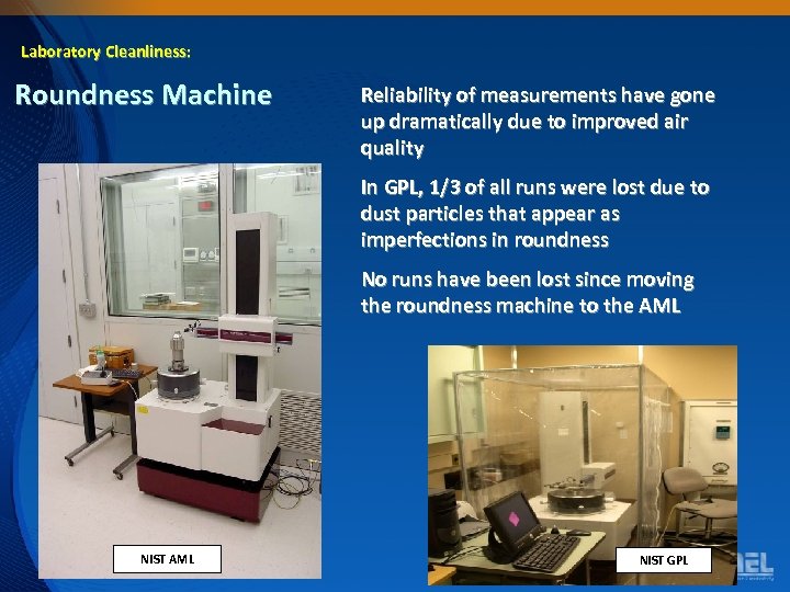 Laboratory Cleanliness: Roundness Machine Reliability of measurements have gone up dramatically due to improved