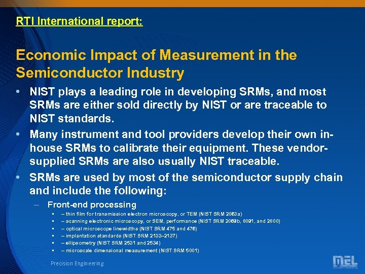 RTI International report: Economic Impact of Measurement in the Semiconductor Industry • NIST plays