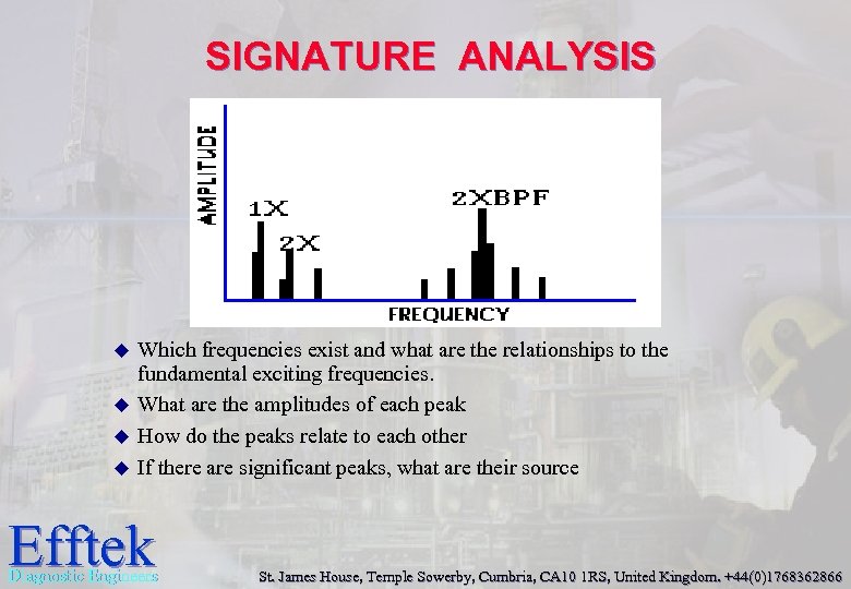 SIGNATURE ANALYSIS u u Which frequencies exist and what are the relationships to the