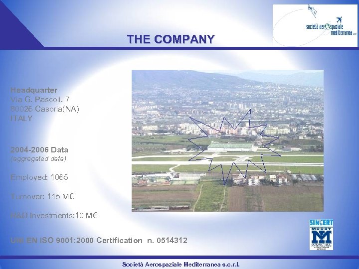 THE COMPANY Headquarter Via G. Pascoli. 7 80026 Casoria(NA) ITALY 2004 -2006 Data (aggregated