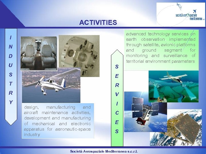 ACTIVITIES advanced technology services on earth observation implemented through satellite, avionic platforms and ground
