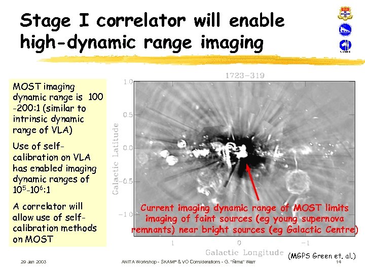 Stage I correlator will enable high-dynamic range imaging MOST imaging dynamic range is 100