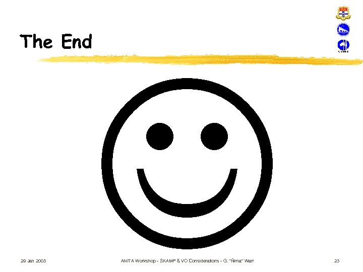 The End 29 Jan 2003 ANITA Workshop - SKAMP & VO Considerations - G.
